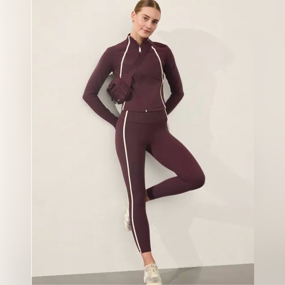 Athleta 2 Piece Set Salutation Crop Jacket and Ultra High Rise Elation 7/8 Tight